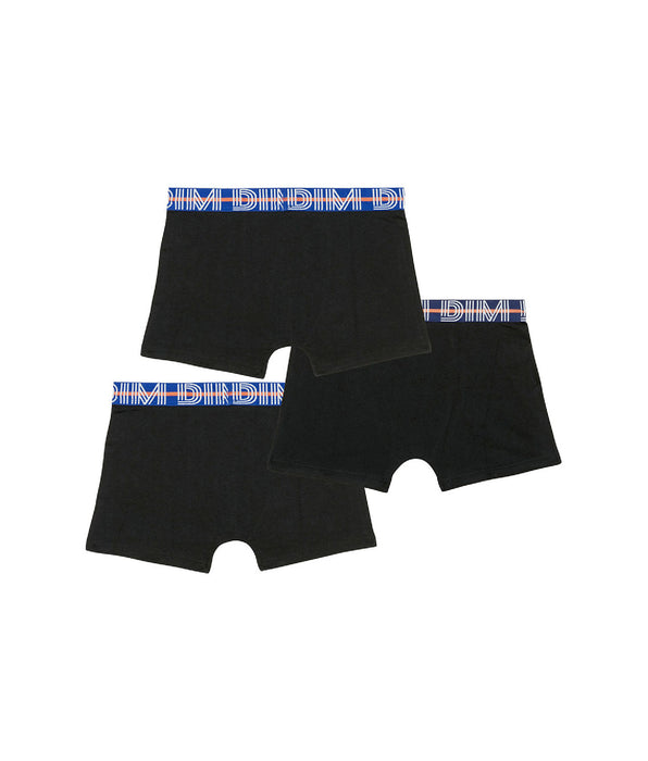 DIM Pack de 3 bóxer para niño de algodón stretch con cintura a contraste Negro Ecodim