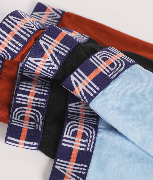 DIM Pack de 3 calzoncillos bóxer azul rojo de niño con cintura de algodón elástico Dim Graphic