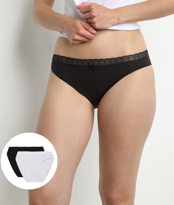 DIM Pack de 2 bragas de mujer blancas y negras DIM Fashion