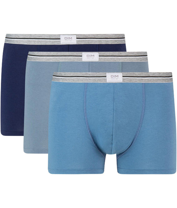 DIM Pack de 3 bóxers azul y gris de algodón elástico resistente Ultra Resist