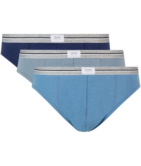 DIM Pack de 3 slips azul y gris de algodón elástico resistente Ultra Resist