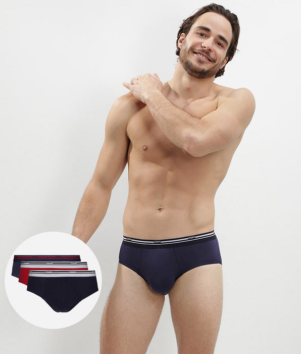 DIM Pack de 3 calzoncillos rojos y azules para hombre Classic Colors