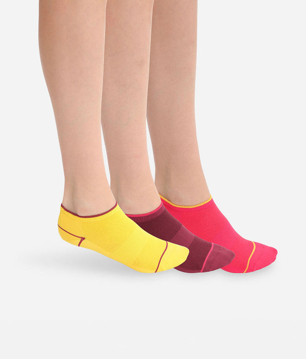 DIM Pack de 3 pares de calcetines tobilleros cortos de mujer para impacto ligero Burdeos Dim Sport