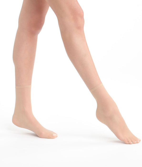 DIM Pack de 2 pares de calcetines tobilleros para mujer Transparente Marfil Dim Sublim Gasa