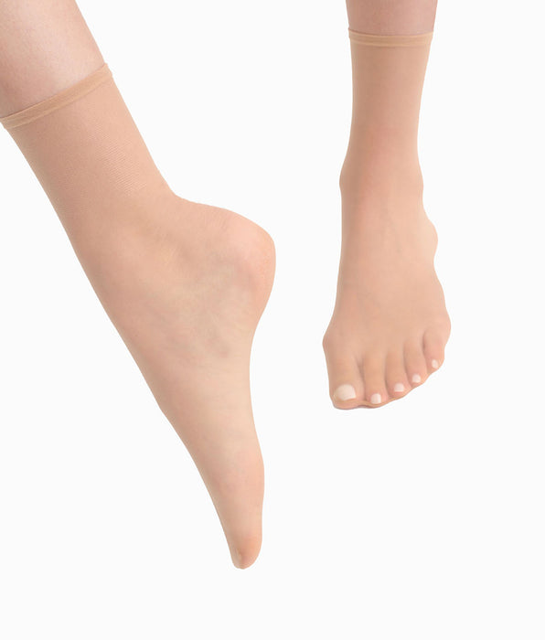 DIM Pack de 2 pares de calcetines tobilleros para mujer Transparente Arena Sublim Gasa Brillante