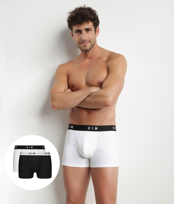 DIM Pack de 2 bóxers de hombre en algodón stretch con cinturilla retro Negro Dim Originals