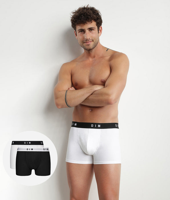 DIM Pack de 2 bóxers de hombre en algodón stretch con cinturilla retro Negro Dim Originals