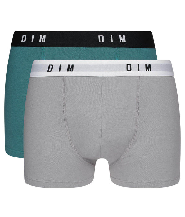 DIM Juego de 2 bóxer para hombre algodón elástico Acero Verde Esmeralda Dim Originals