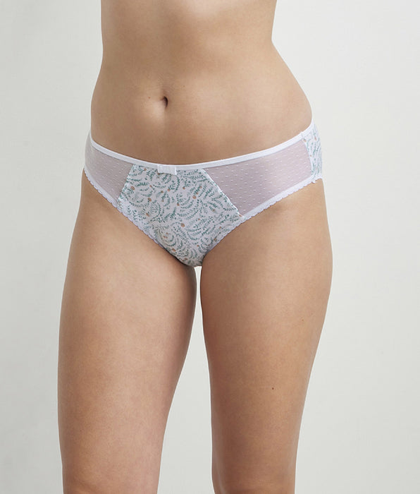 DIM Braguitas de algodón y tul con estampado vegetal Blanco Generous Coton Bio
