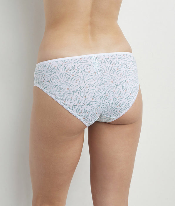 DIM Braguitas de algodón y tul con estampado vegetal Blanco Generous Coton Bio