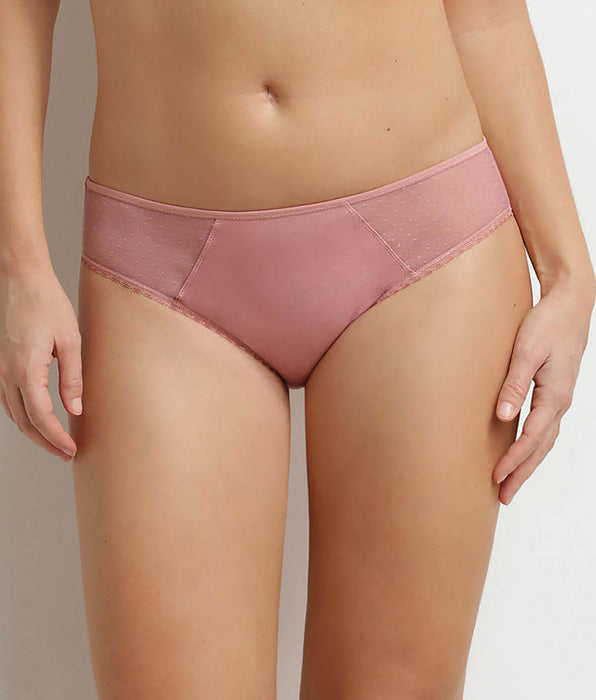 DIM Braguitas de mujer de microfibra y tul plumetis Rose Generous Coton Bio
