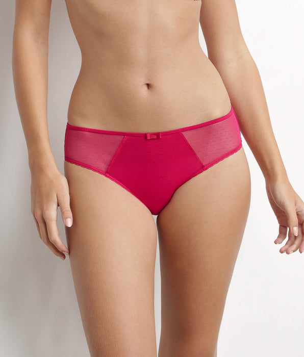 DIM Braga de mujer de algodón orgánico y tul de plumas Cherry Rojo Generous Dim
