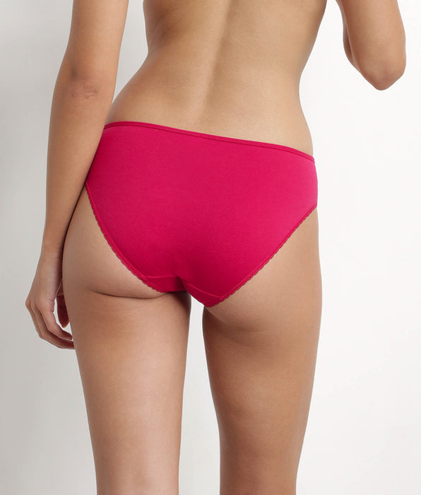 DIM Braga de mujer de algodón orgánico y tul de plumas Cherry Rojo Generous Dim