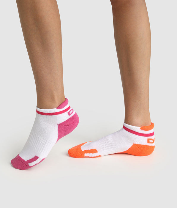 DIM Pack de 2 pares de calcetines bajos para niña retro rosa coral Dim Sport