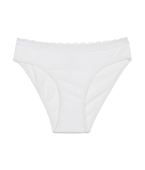 DIM Bragas de niña de algodón elástico con cintura de encaje Blanco Dim trendy