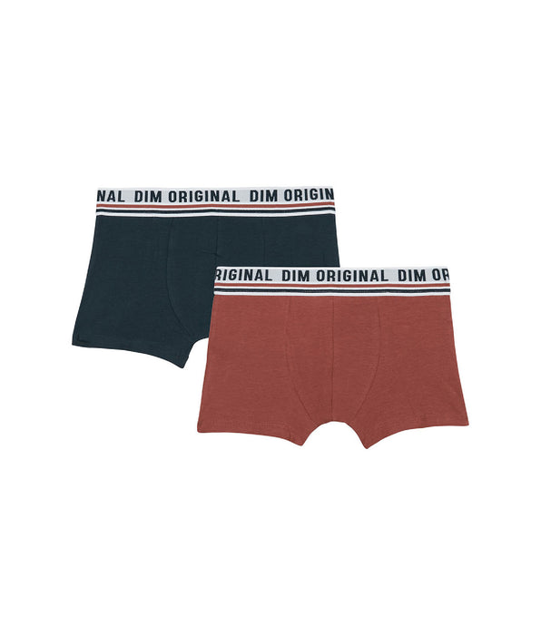 DIM Pack de 2 bóxer en algodón elástico Azul Rojo cintura retro Dim Originals