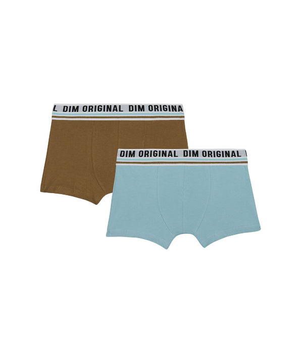 DIM Pack de 2 bóxer en algodón elástico Azul Marrón cintura retro Dim Originals