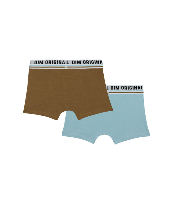 DIM Pack de 2 bóxer en algodón elástico Azul Marrón cintura retro Dim Originals