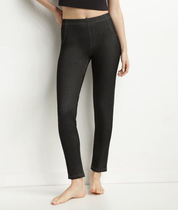 DIM Leggings de mujer negro efecto denim con bolsillos Dim Relax & Go