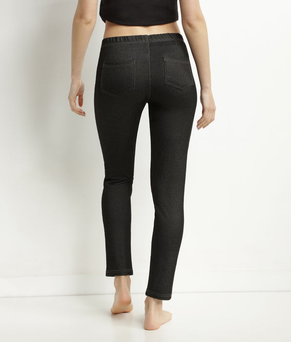 DIM Leggings de mujer negro efecto denim con bolsillos Dim Relax & Go