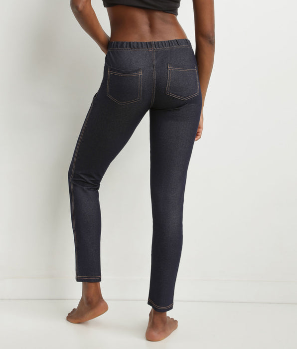 DIM Leggings de mujer efecto denim azul marino con bolsillos Dim Relax & Go