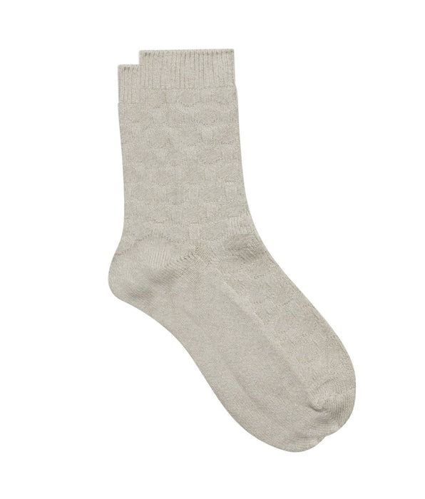 DIM Calcetín de bambú para mujer con estampado de círculos Beis Chiné Coton Style