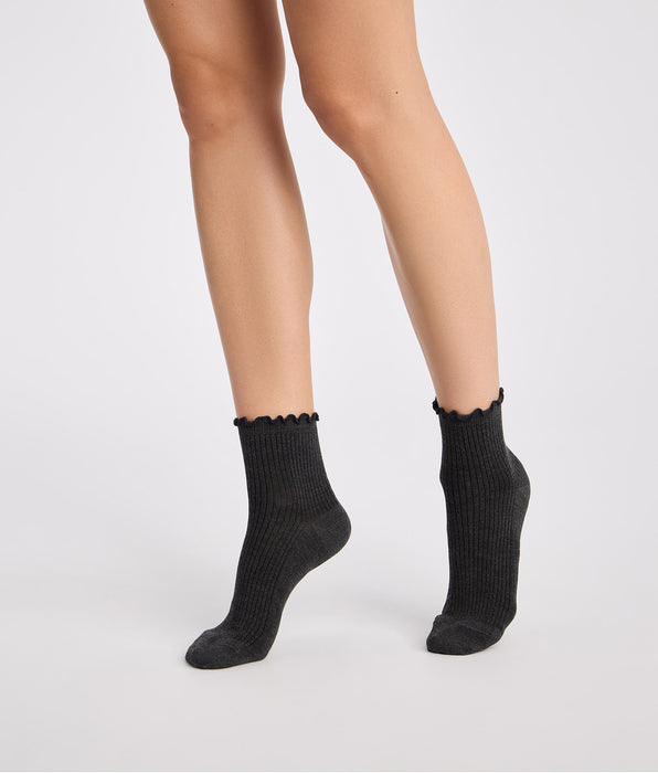 DIM Pack de 2 calcetines tobilleros gris antracita y burdeos Modal