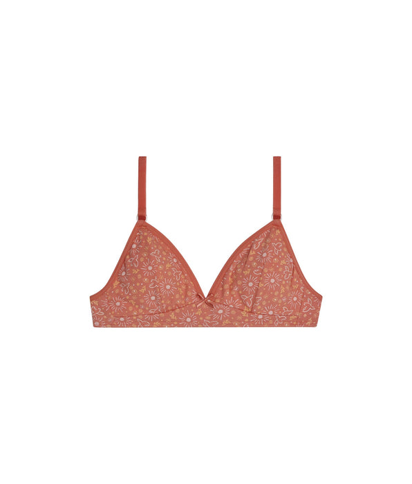 DIM Sujetador para niña de algodón elástico Ocre con flores Les Pockets