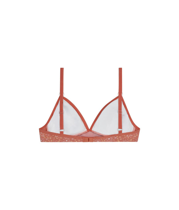 DIM Sujetador para niña de algodón elástico Ocre con flores Les Pockets