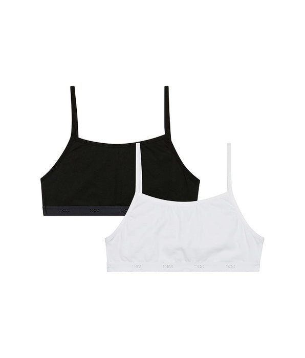 DIM Pack de 2 sujetadores de niña en algodón elástico Negro Blanco Les Pockets Ecodim