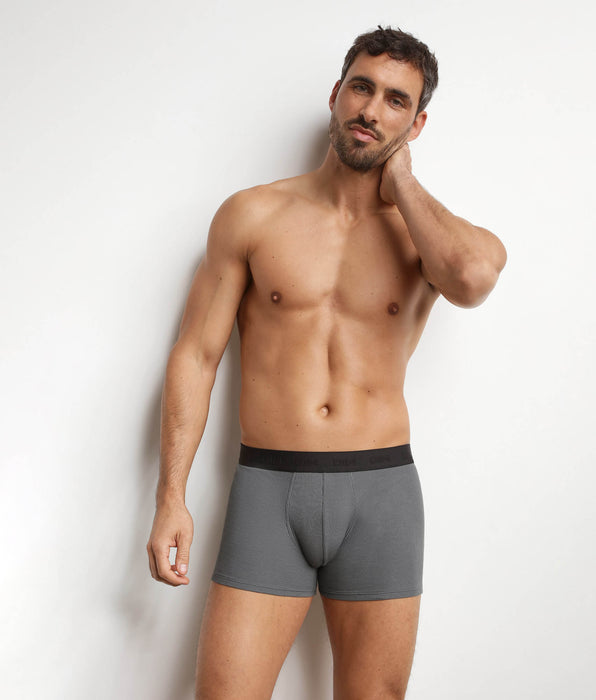 DIM bóxer de hombre de algodón modal acanalado Gris Acero Dim Élégant