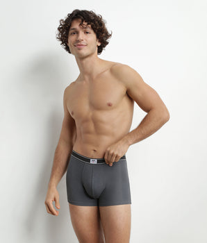 Calzoncillos de algodón modal acanalado para hombre Gris granito con cintura negra Dim Elegant