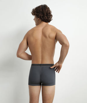 Calzoncillos de algodón modal acanalado para hombre Gris granito con cintura negra Dim Elegant