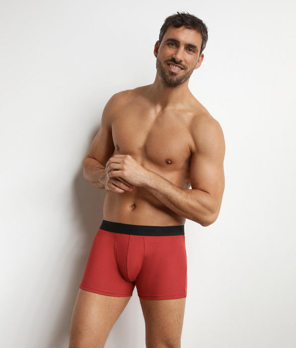 DIM bóxer de hombre de algodón modal acanalado Rojo Dim Élégant