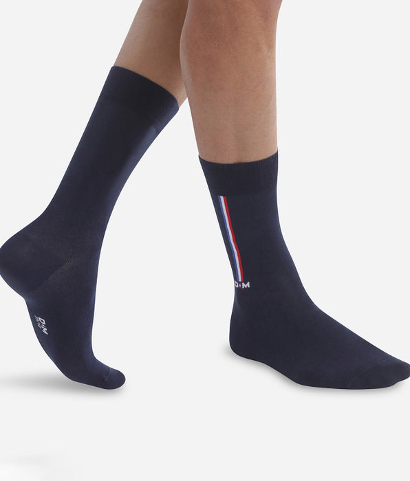 DIM Calcetines azules de algodón para hombres con la bandera francesa Monsieur Dim
