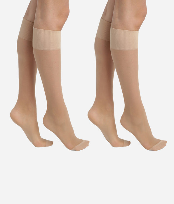 DIM Pack de dos pares de medias en de Licra reforzada Beis Ultra Resist