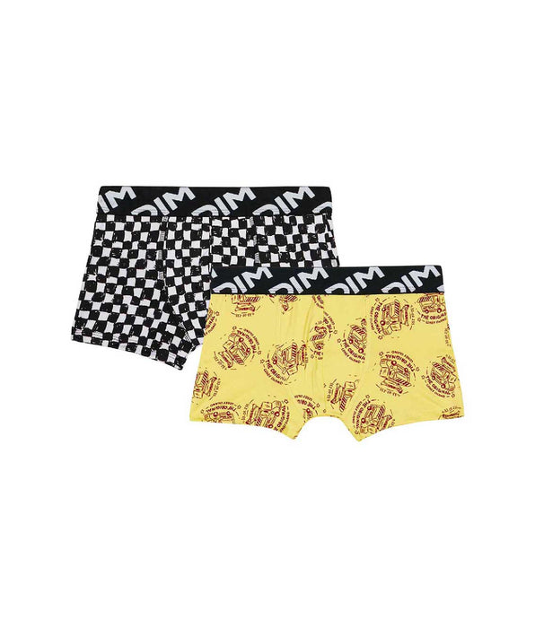 DIM Pack de 2 bóxer de niño en microfibra reciclada con estampado damero Dim Micro