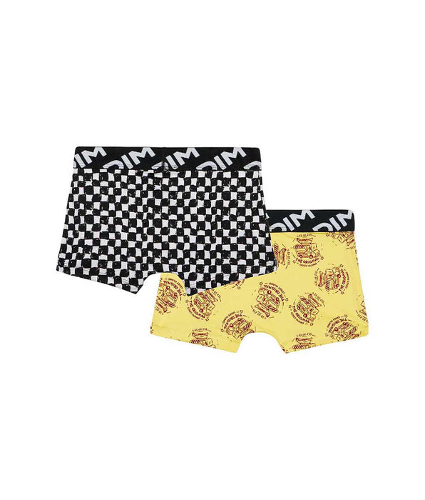 DIM Pack de 2 bóxer de niño en microfibra reciclada con estampado damero Dim Micro