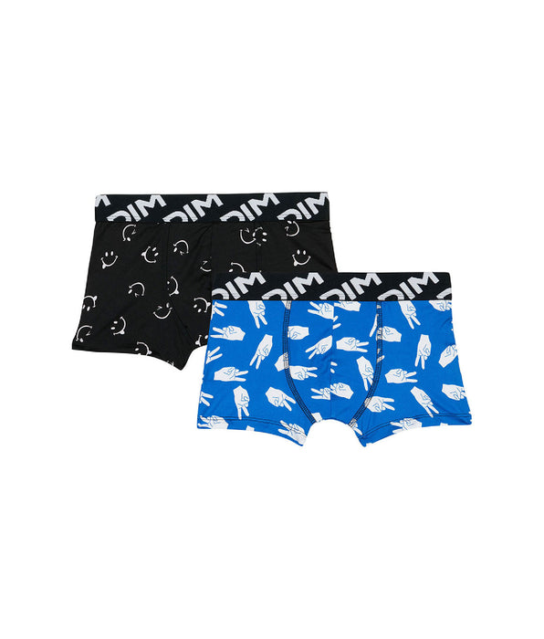 DIM Pack de 2 bóxer de niño en microfibra reciclada con estampado peace Dim Micro