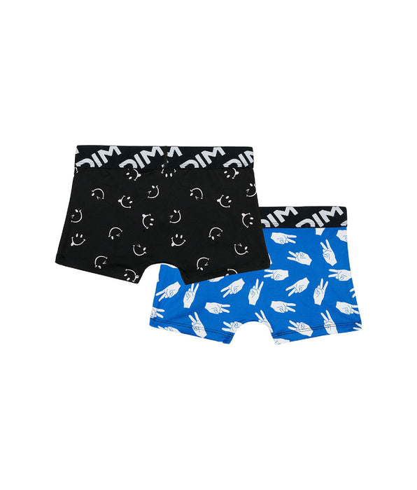 DIM Pack de 2 bóxer de niño en microfibra reciclada con estampado peace Dim Micro