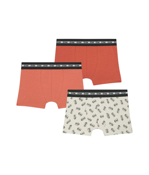 DIM Pack de 3 bóxers de niño con estampado Naranja Dim Coton Stretch