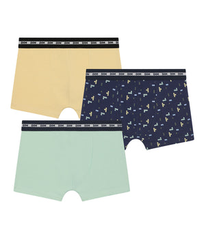 Pack de 3 calzoncillos bóxer de algodón elástico azul amarillo para niños