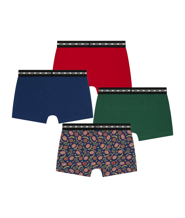 DIM Pack de 3 bóxers infantiles Rojo Verde Azul Béisbol Dim Coton Stretch