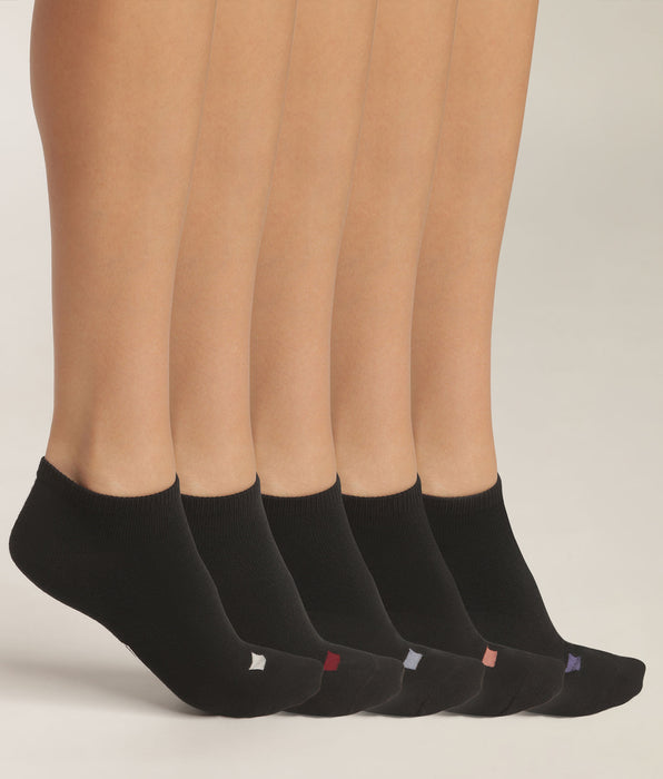 DIM Pack de 5 pares de calcetines negros de algodón para mujer con pastillas EcoDim