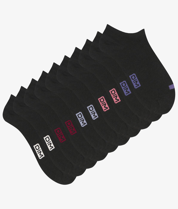 DIM Pack de 5 pares de calcetines negros de algodón para mujer con pastillas EcoDim