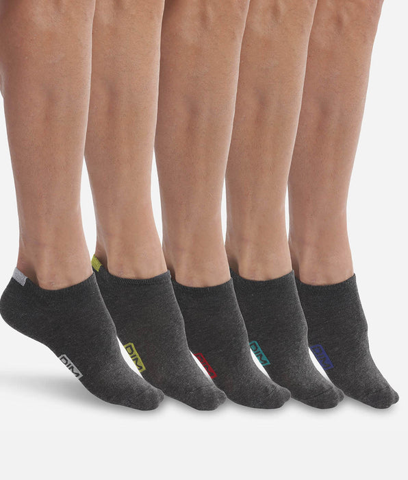 DIM Pack de 5 pares de calcetines bajos de algodón para hombre gris EcoDim