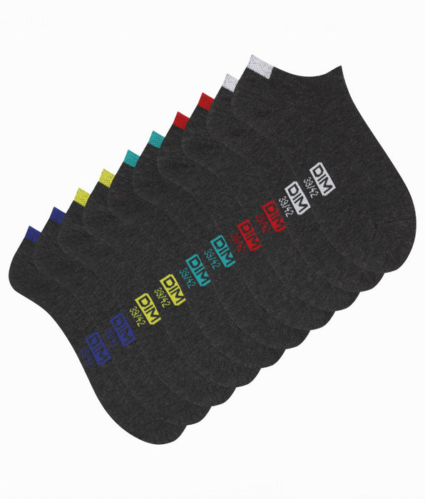 DIM Pack de 5 pares de calcetines bajos de algodón para hombre gris EcoDim