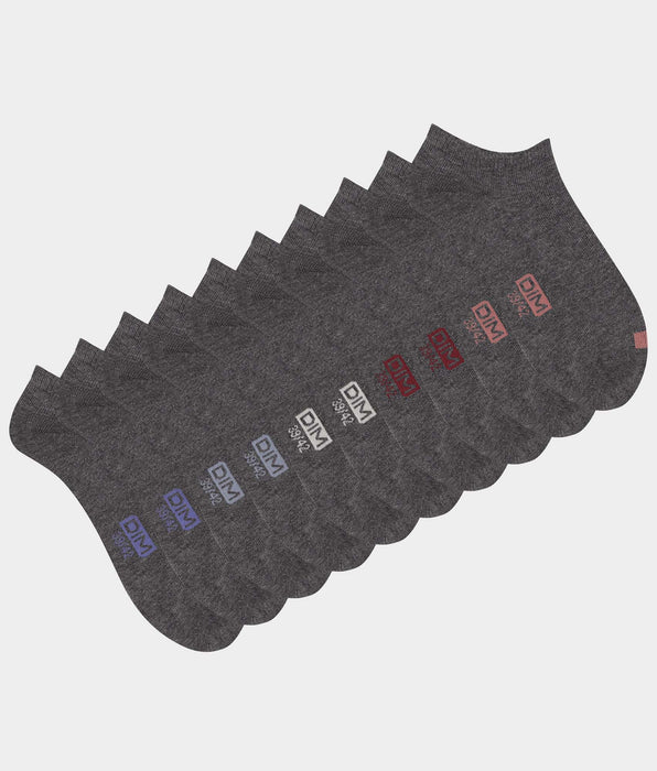 DIM Pack de 5 pares de calcetines grises de algodón para hombre con etiquetas EcoDim