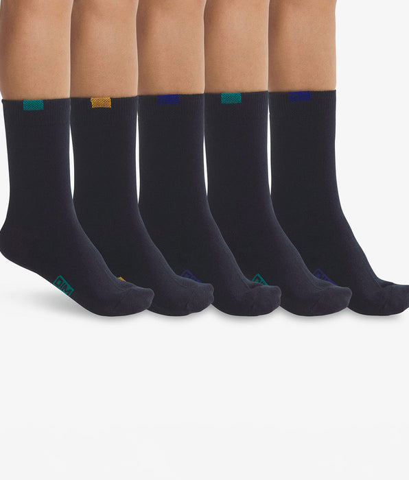 DIM Pack de 5 pares de calcetines para niños de algodón azul marino Ecodim
