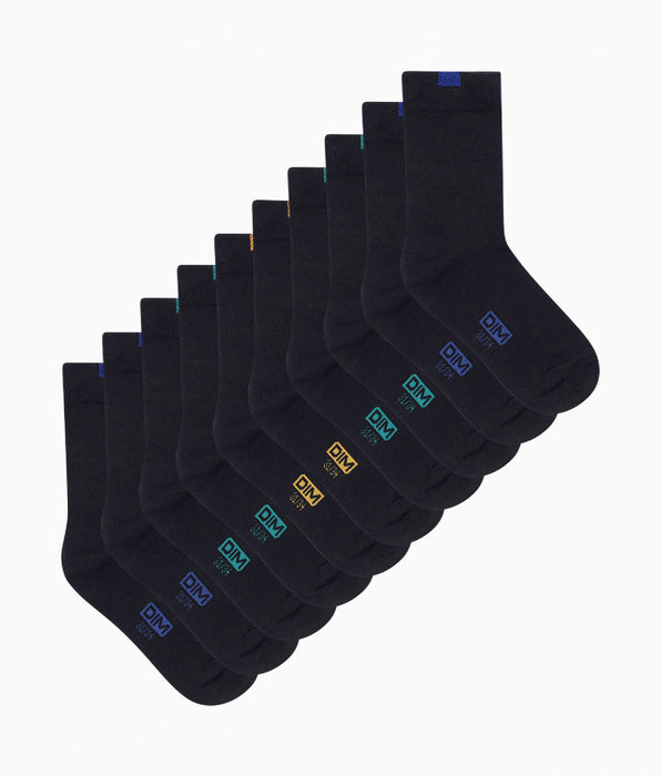 DIM Pack de 5 pares de calcetines para niños de algodón azul marino Ecodim